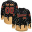 Custom Black Crimson Ice Cream Pattern Personalized V-Neck Hockey Jersey
