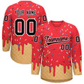 Custom Light Red Black Ice Cream Pattern Personalized V-Neck Hockey Jersey