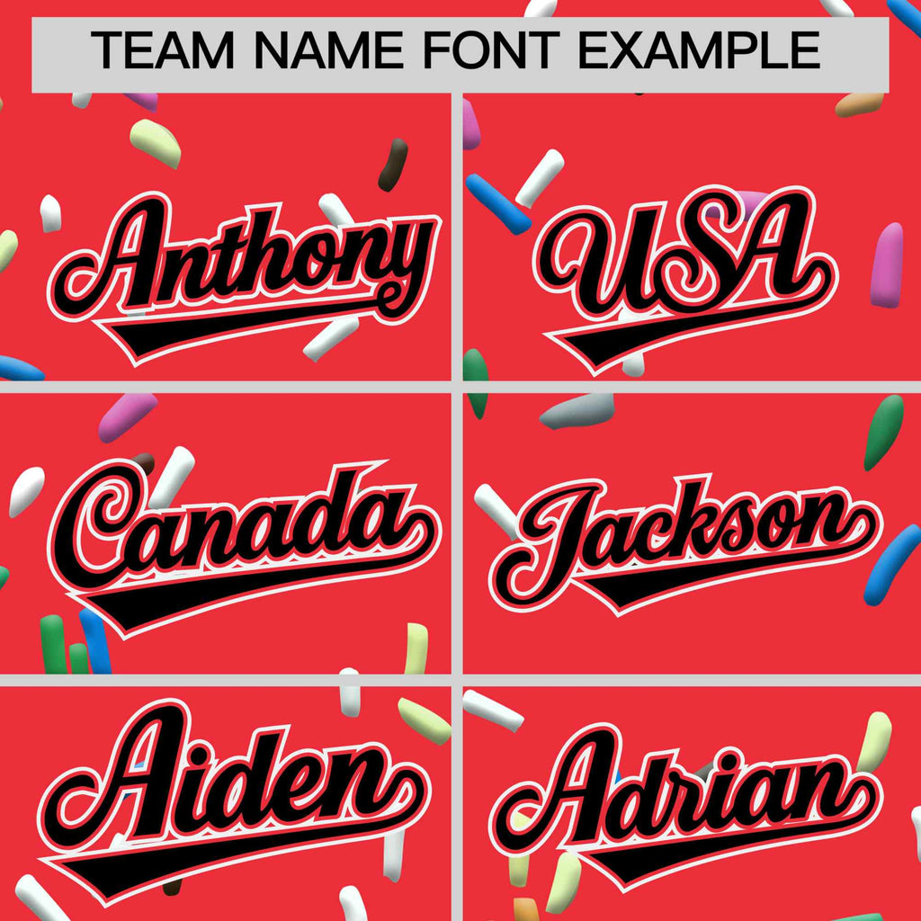Custom Light Red Black Ice Cream Pattern Personalized V-Neck Hockey Jersey
