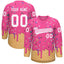 Custom Pink White Ice Cream Pattern Personalized V-Neck Hockey Jersey