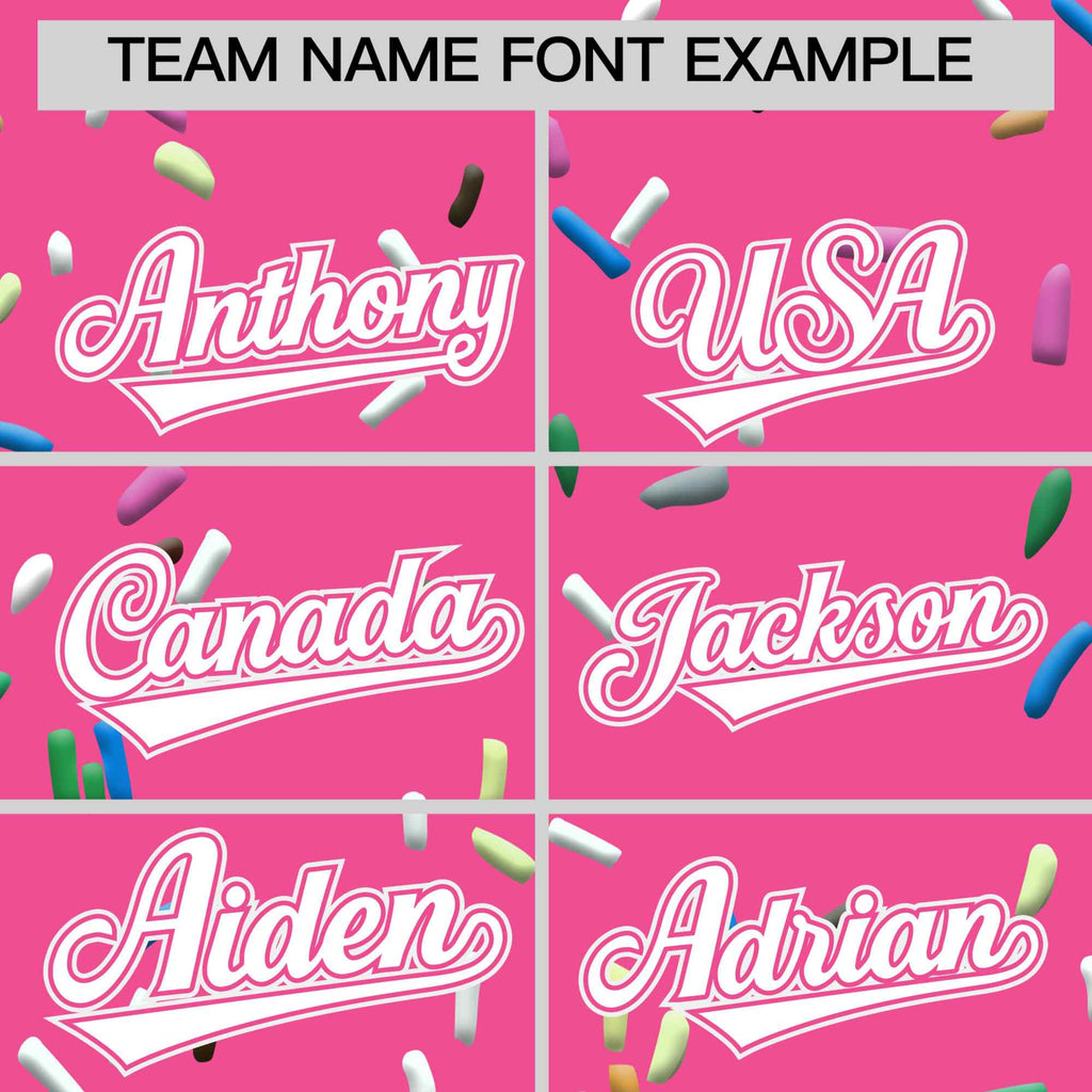 Custom Pink White Ice Cream Pattern Personalized V-Neck Hockey Jersey