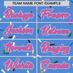 Custom Powder Blue Pink Ice Cream Pattern Personalized V-Neck Hockey Jersey