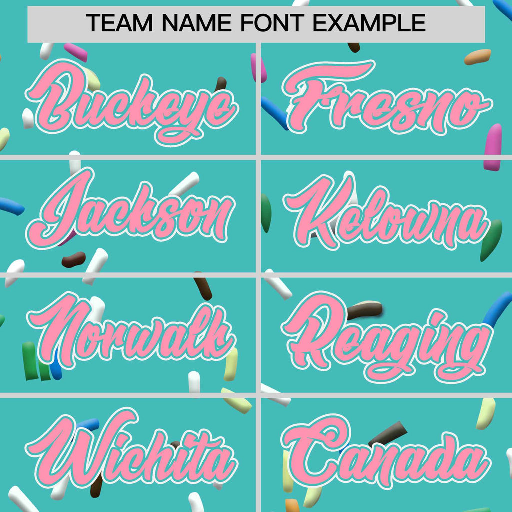 Custom Teal Light Pink Ice Cream Pattern Personalized V-Neck Hockey Jersey