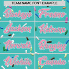 Custom Teal Light Pink Ice Cream Pattern Personalized V-Neck Hockey Jersey