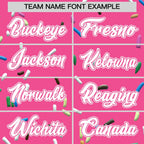 Custom Pink White Ice Cream Pattern Personalized V-Neck Hockey Jersey