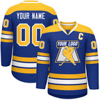 Custom Royal Gold-White Personalized Classic V-Neck Hockey Jersey