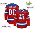 Custom Red Royal-White Personalized Classic V-Neck Hockey Jersey