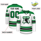 Custom White Kelly Green-Black Personalized Classic V-Neck Hockey Jersey