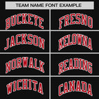 Custom Black Red-White Personalized Raglan Sleeves V-Neck Hockey Jersey