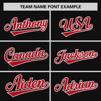 Custom Black Red-White Personalized Raglan Sleeves V-Neck Hockey Jersey