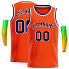 Custom Orange Navy-White Classic Tops Casual Basketball Jersey