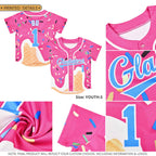 Custom Powder Blue Ice Cream Cone Graffiti Pattern Fashion Authentic Baseball Jersey