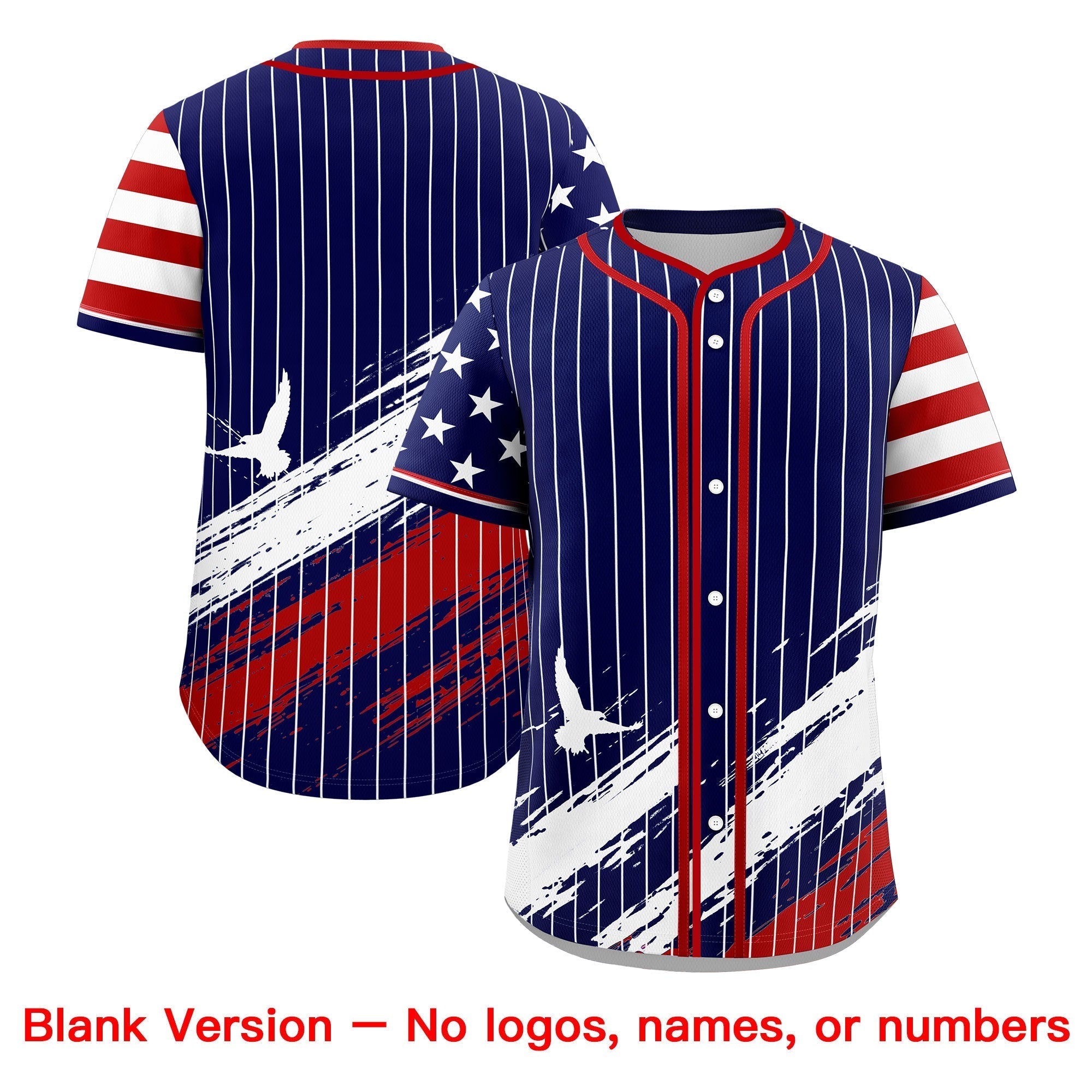 Custom Navy Baseball Jersey Graffiti Pattern Independence Day