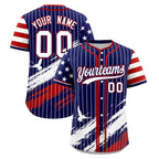 Custom Navy Baseball Jersey Graffiti Pattern Independence Day