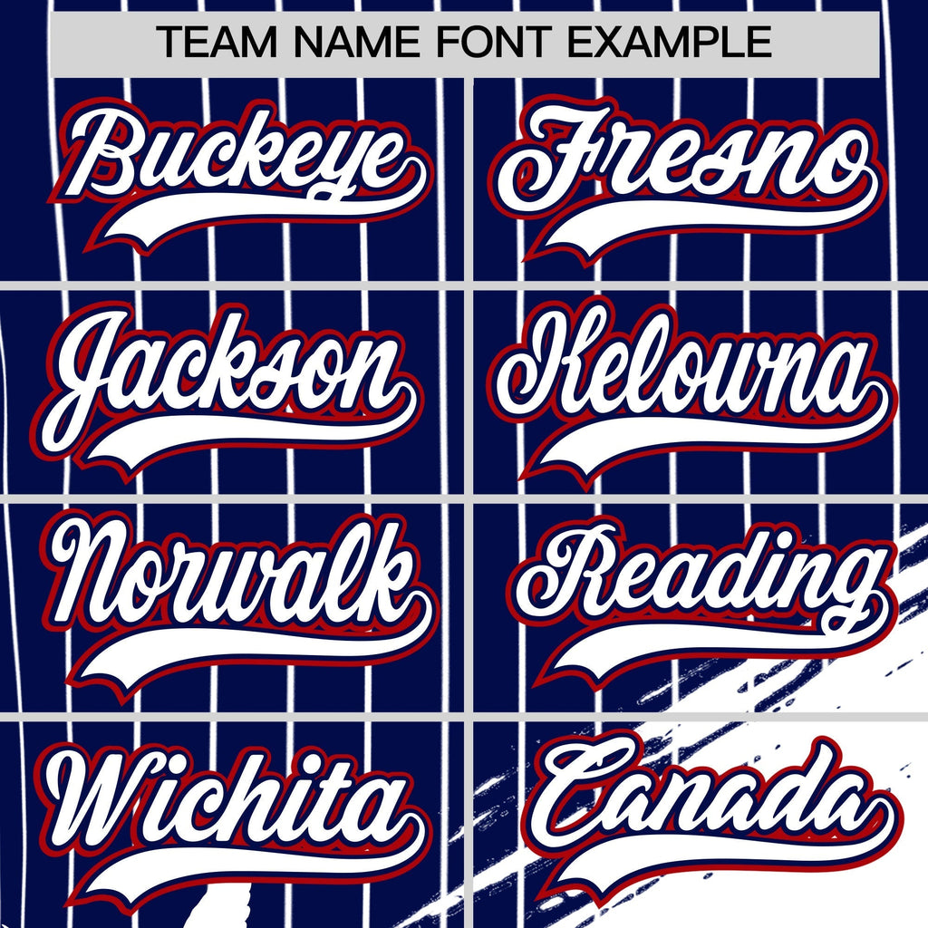 Custom Navy Baseball Jersey Graffiti Pattern Independence Day