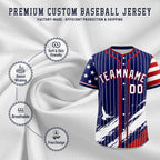 Custom Navy Baseball Jersey Graffiti Pattern Independence Day