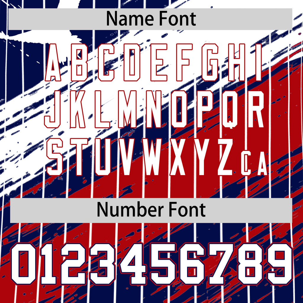 Custom Navy Baseball Jersey Graffiti Pattern Independence Day