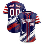 Custom Navy Baseball Jersey Graffiti Pattern Independence Day