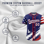 Custom Navy Baseball Jersey Graffiti Pattern Independence Day