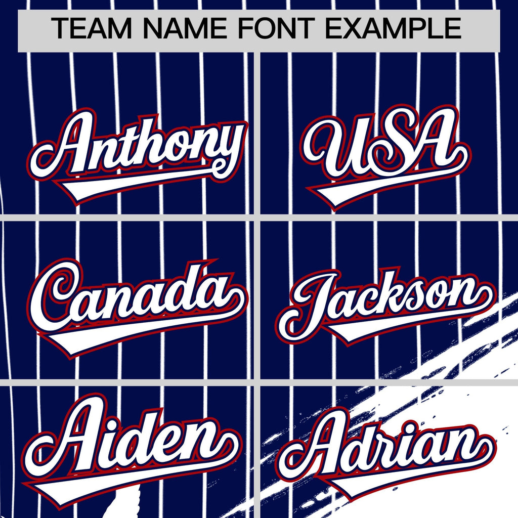 Custom Navy Baseball Jersey Graffiti Pattern Independence Day