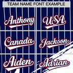 Custom Navy Baseball Jersey Graffiti Pattern Independence Day