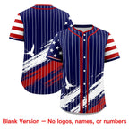 Custom Navy Baseball Jersey Graffiti Pattern Independence Day