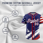Custom Navy Baseball Jersey Graffiti Pattern Independence Day