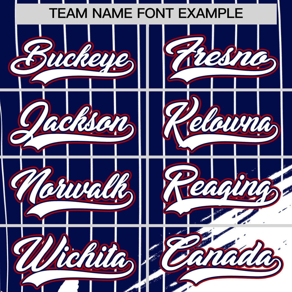 Custom Navy Baseball Jersey Graffiti Pattern Independence Day