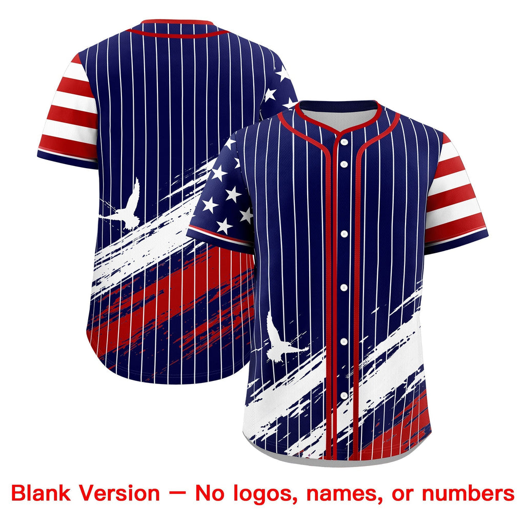 Custom Navy Baseball Jersey Graffiti Pattern Independence Day