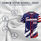 Custom Navy Baseball Jersey Graffiti Pattern Independence Day
