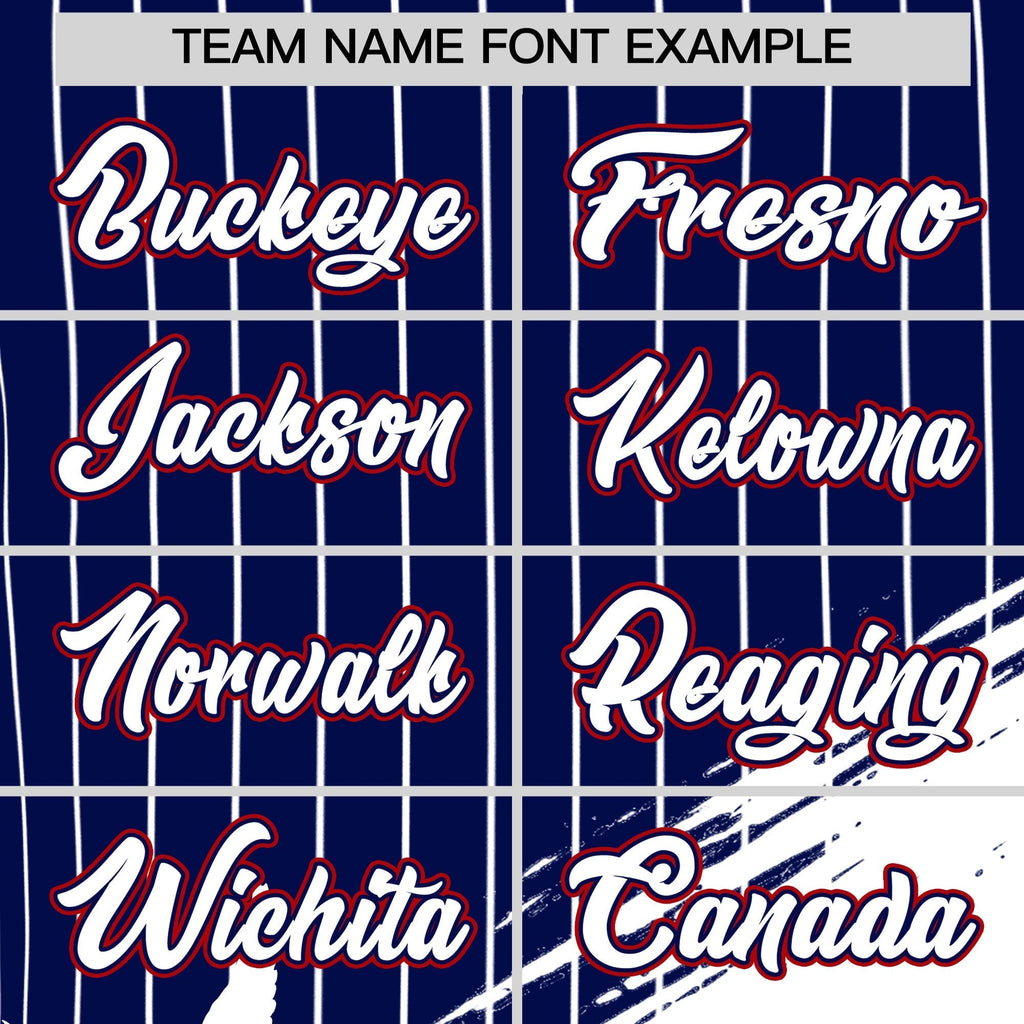 Custom Navy Baseball Jersey Graffiti Pattern Independence Day