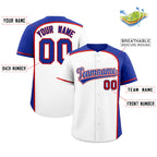 Custom White Royal Personalized Color Block Authentic Baseball jersey