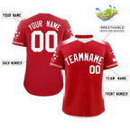 Custom Red White Gradient Side Personalized Star Pattern Authentic Baseball Jersey