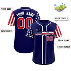 Custom Dark Blue American Flag Design Personalized Baseball Jersey