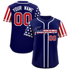 Custom Dark Blue American Flag Design Personalized Baseball Jersey