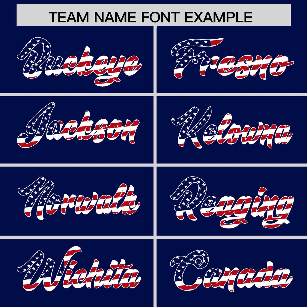 Custom Dark Blue American Flag Design Personalized Baseball Jersey