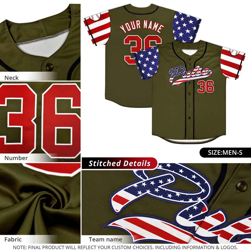 Custom Dark Blue American Flag Design Personalized Baseball Jersey