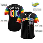 Custom Black LGBT Rainbow For Pride Month Raglan Sleeves Authentic Baseball Jersey