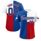 Custom Royal White Red Texas Flag Color Block Authentic Baseball Jersey