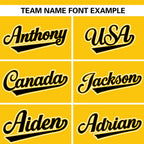 Custom Gold Black Stripe Fashion Raglan Sleeves Authentic Baseball Jersey