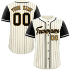 Custom Cream Black Stripe Fashion Raglan Sleeves Authentic Baseball Jersey