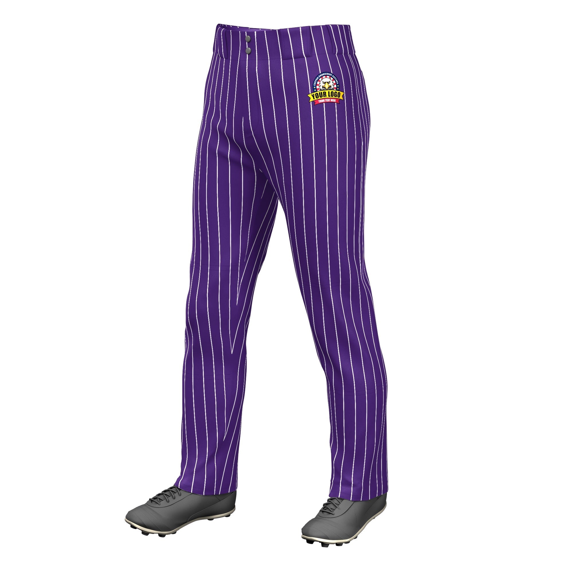 Custom Purple White Pinstripe Fit Stretch Practice Loose-fit Baseball Pants Main image