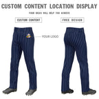 Custom Navy White Pinstripe Fit Stretch Practice Loose-fit Baseball Pants