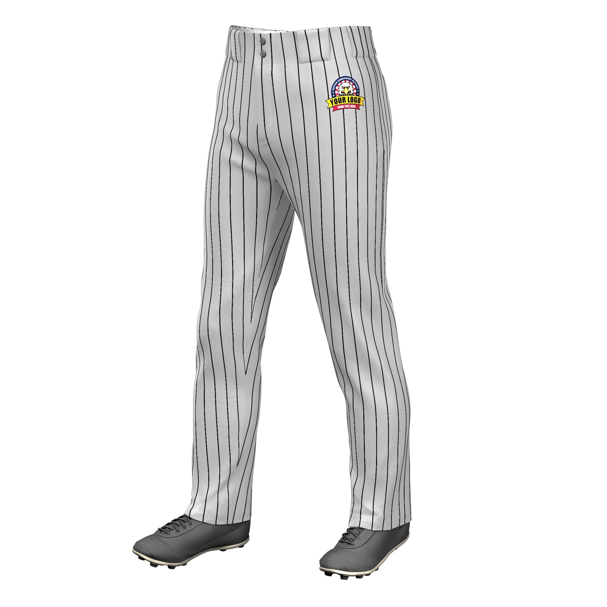 Custom Gray Black Pinstripe Fit Stretch Practice Loose-fit Baseball Pants Main image