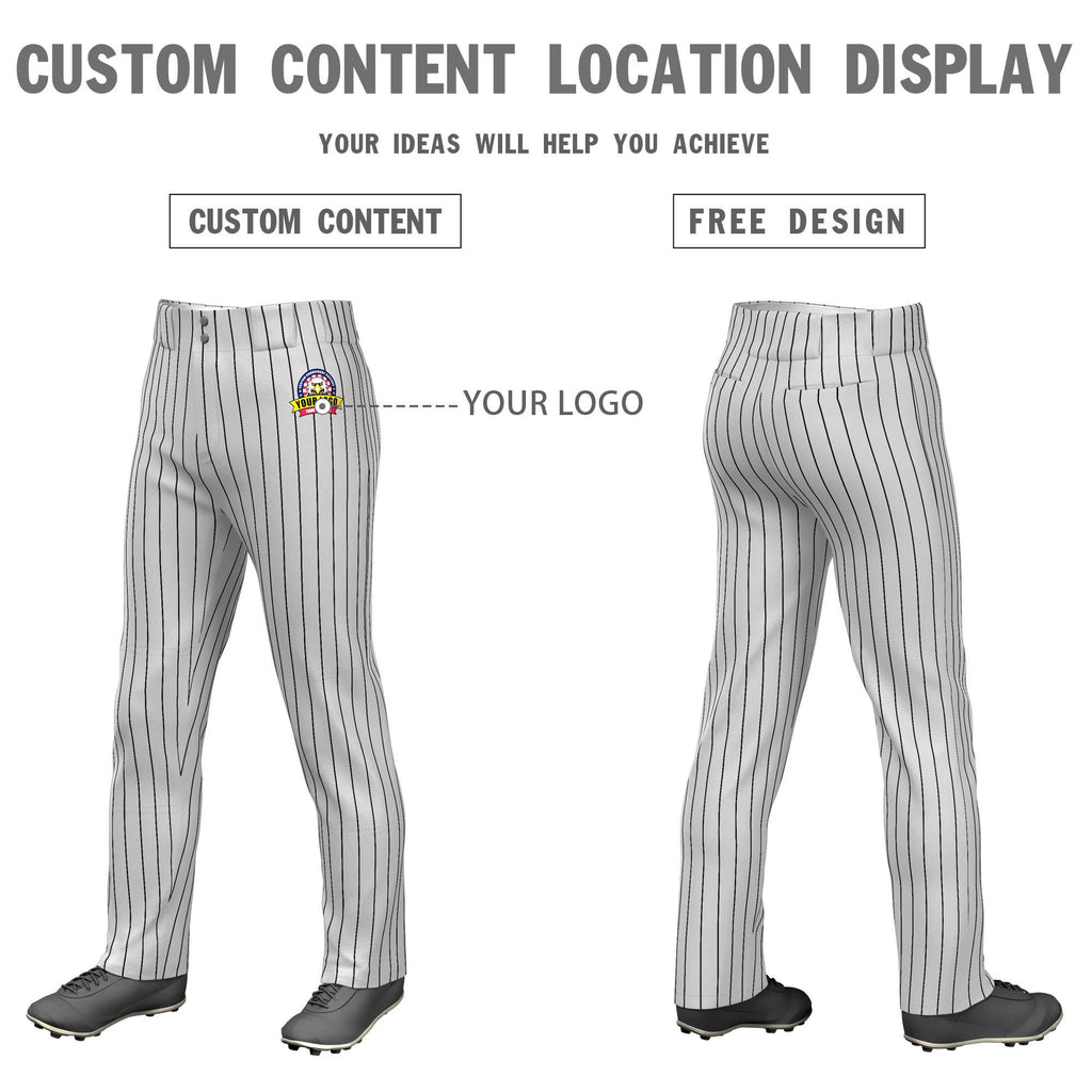 Custom Gray Black Pinstripe Fit Stretch Practice Loose-fit Baseball Pants