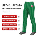 Custom Kelly Green White Pinstripe Fit Stretch Practice Loose-fit Baseball Pants