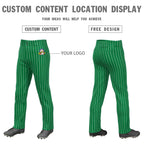 Custom Kelly Green White Pinstripe Fit Stretch Practice Loose-fit Baseball Pants