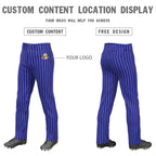 Custom Royal White Pinstripe Fit Stretch Practice Loose-fit Baseball Pants