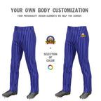 Custom Royal White Pinstripe Fit Stretch Practice Loose-fit Baseball Pants