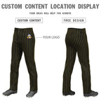 Custom Black Gold Pinstripe Fit Stretch Practice Loose-fit Baseball Pants